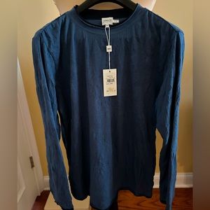 New Armani Collezioni Men’s Long sleeve Top  Bluish Grey Crushed Fabric size L